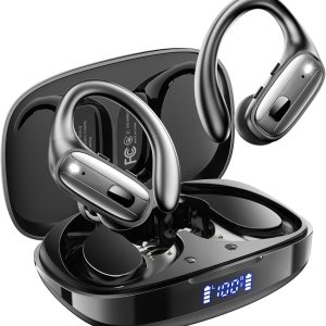 Wireless Earbuds, Bluetooth 5.4 Headphones, True Wireless Stereo Earphones with IPX7 Waterproof, Noise Cancelling Mic, Fast Charging and Comfort Fit Ear Buds for Sports/Workouts - Black